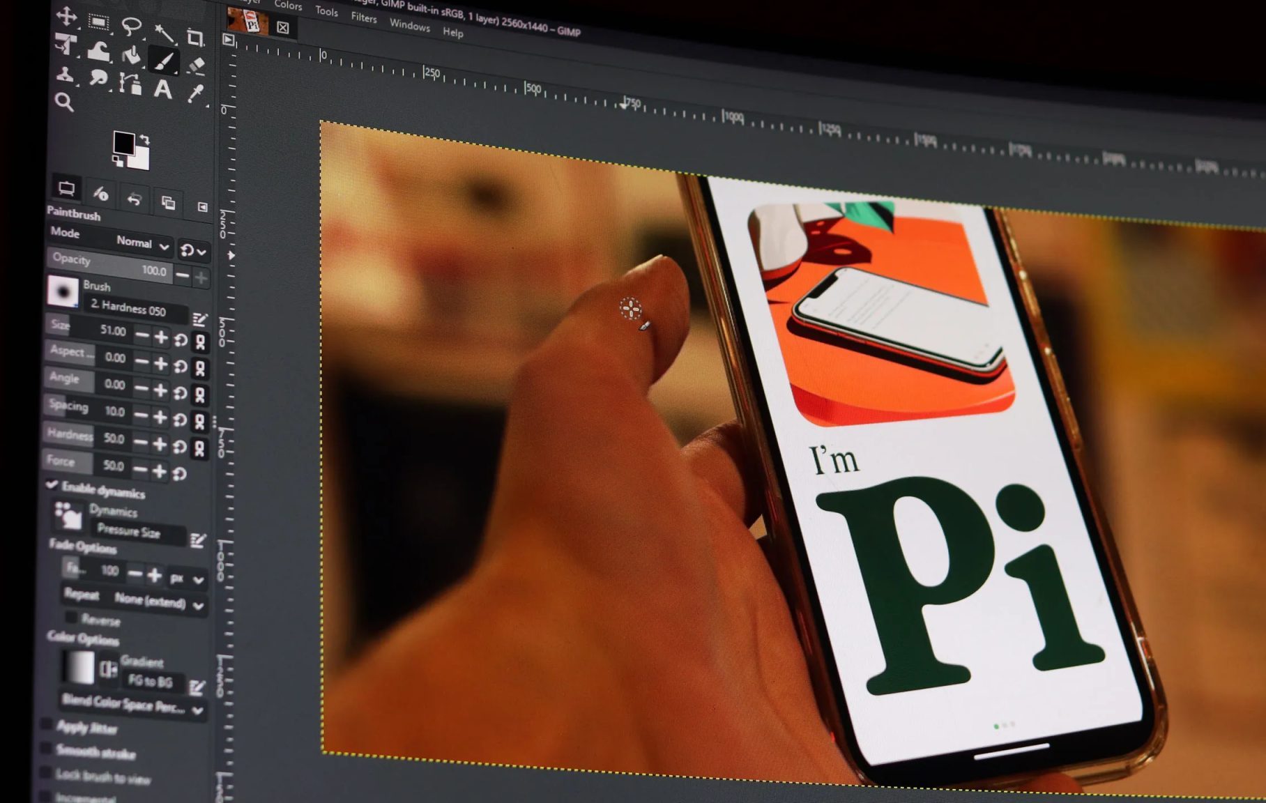 GIMP 3 running with a photo open