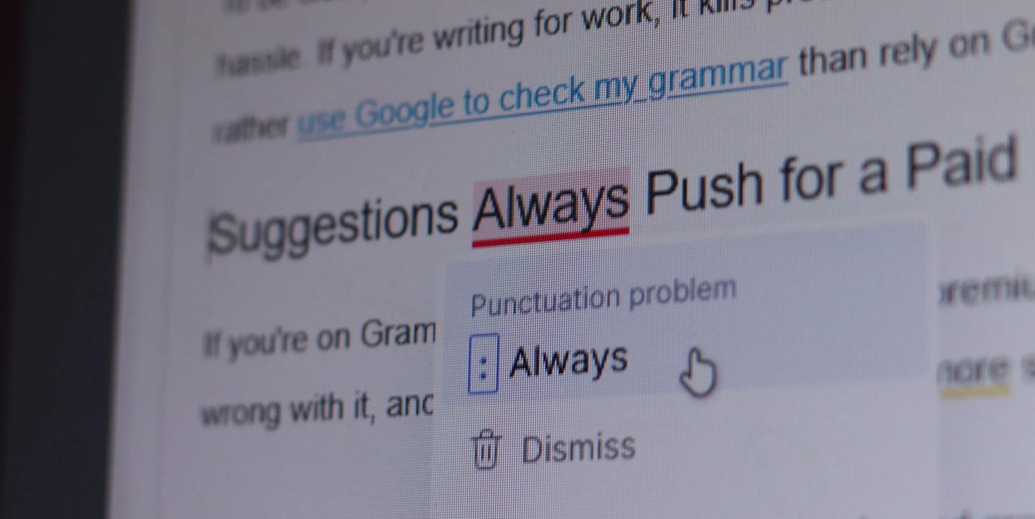 Grammarly showing incorrect suggestions