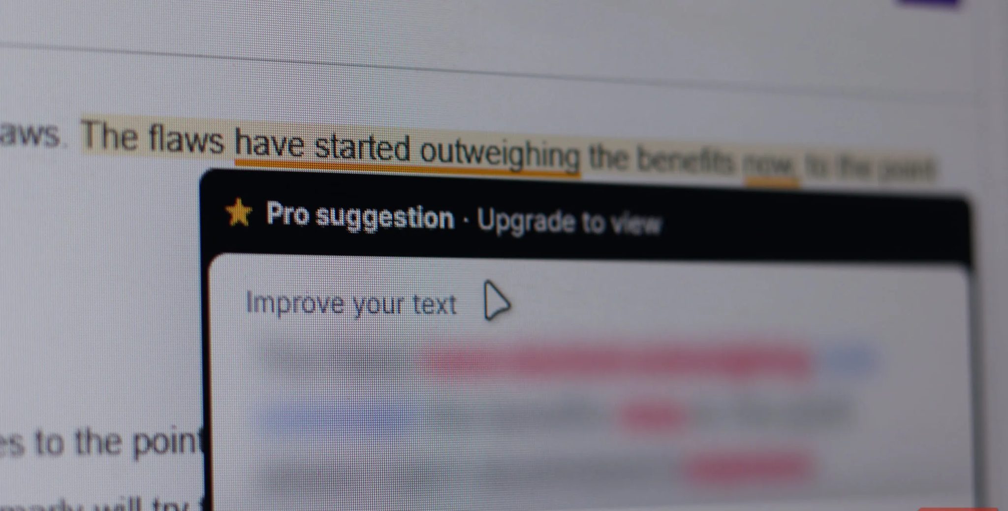 Grammarly asking for a Pro subscription