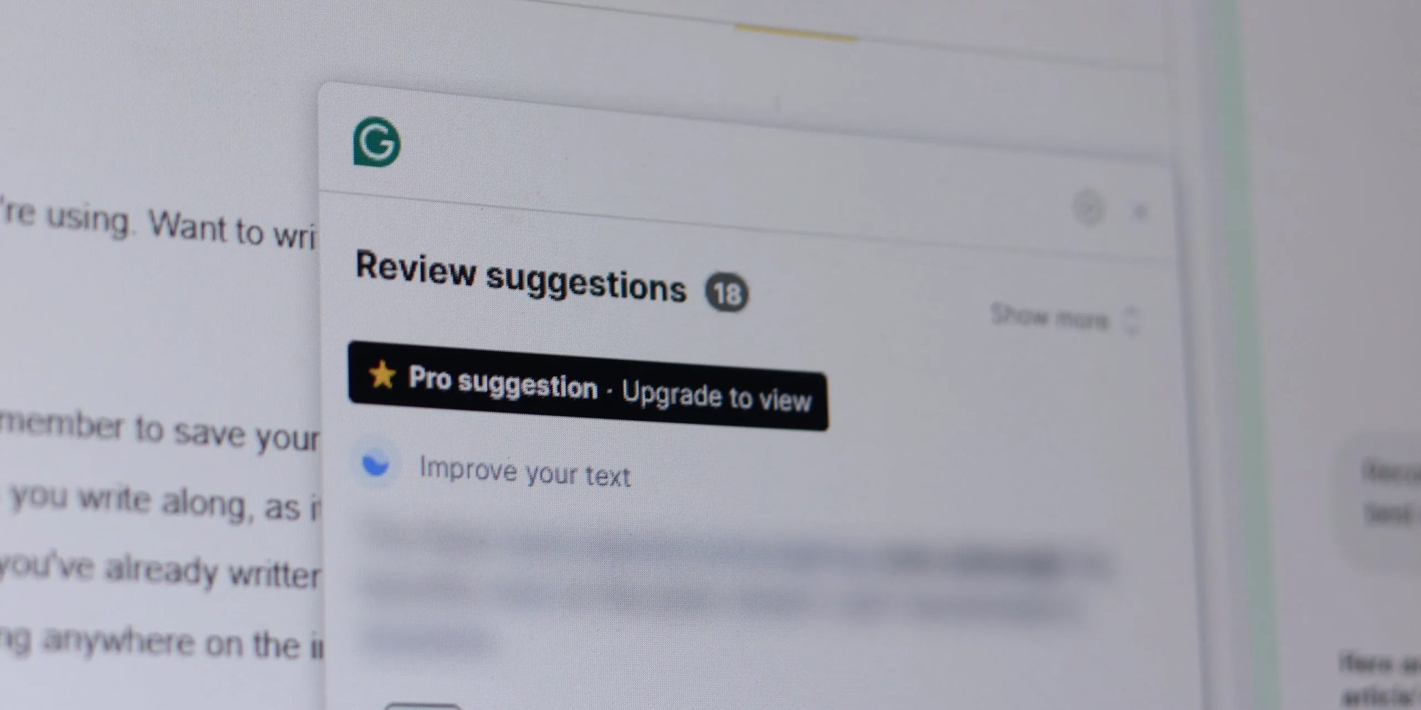 Grammarly suggestion review window