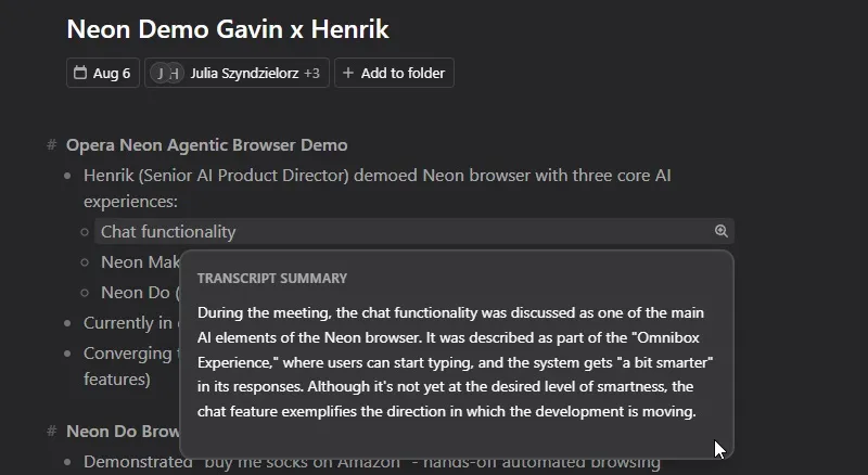 granola ai app specific note point overlay
