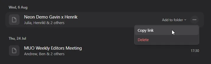 granola share link option
