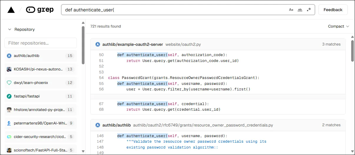 تطبيق Grep.app على الويب