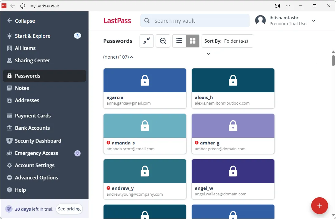 LassPass home screen