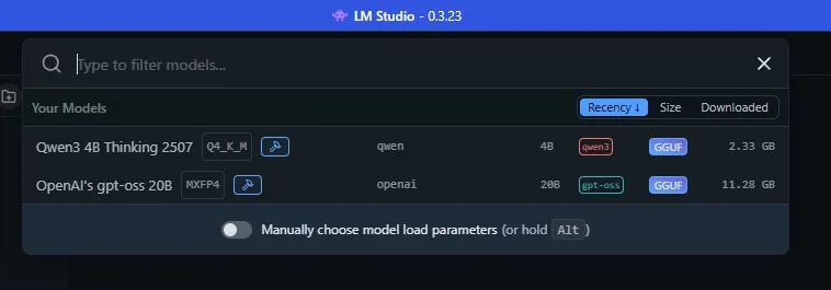 lm studio load ai model.
