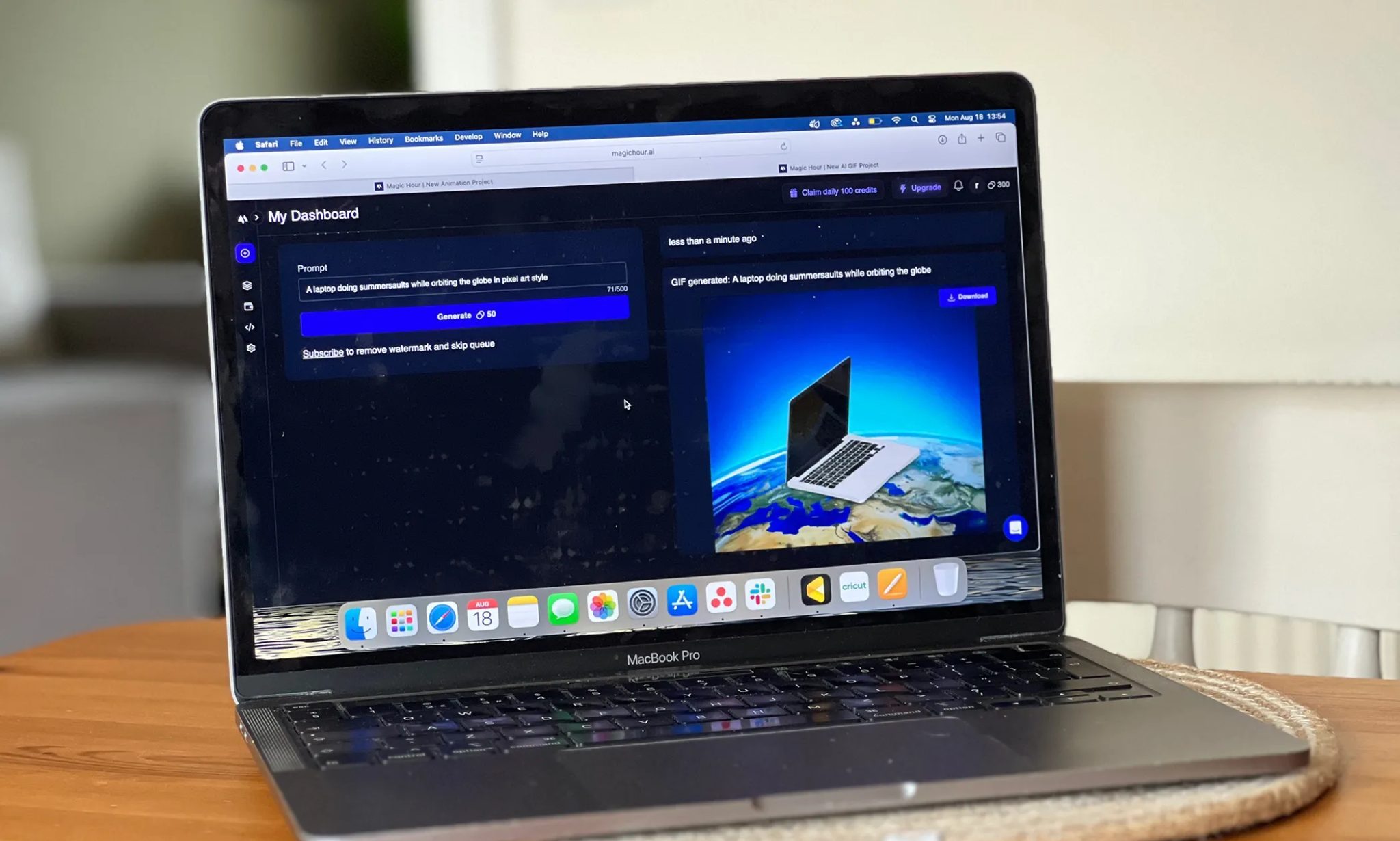 مولد الرسوم المتحركة Magic Hour GIF على جهاز MacBook Pro