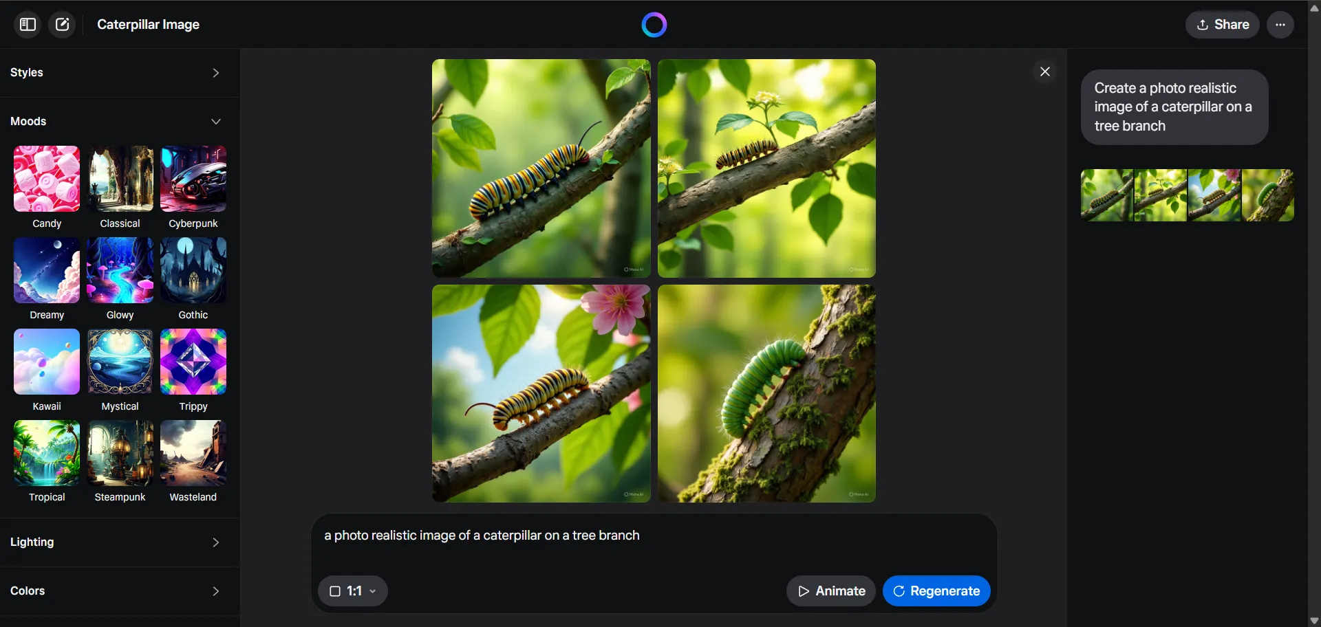 Meta AI image generator customization options