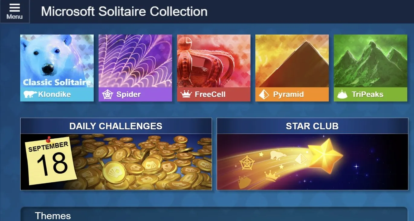 مجموعة Microsoft Solitaire على Bing