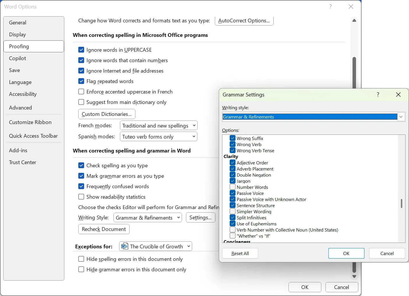 خيارات محرر Microsoft Word