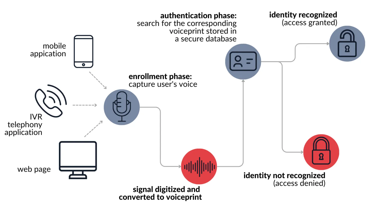 A schematic showing voice recognition process.