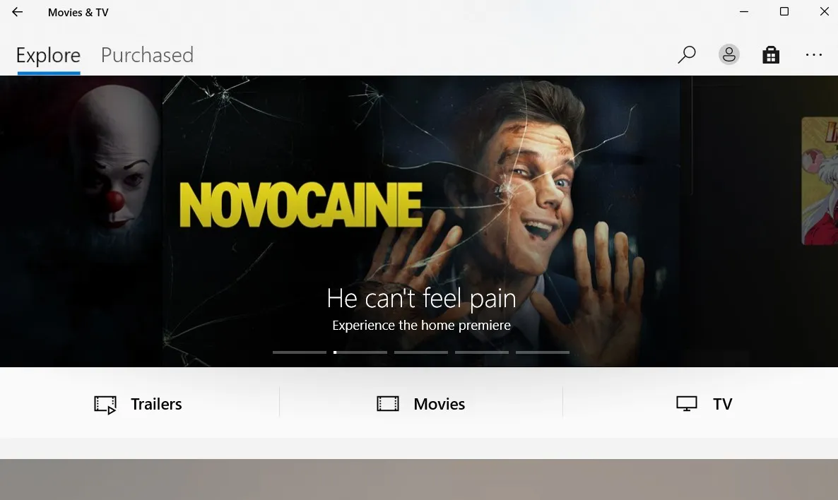 تطبيق الأفلام والبرامج التلفزيونية على نظام Windows