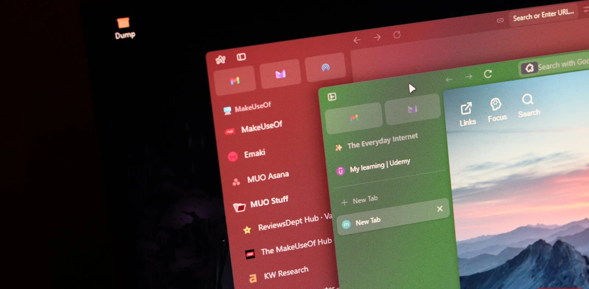 علامات تبويب عمودية مفتوحة على متصفحي Arc وZen