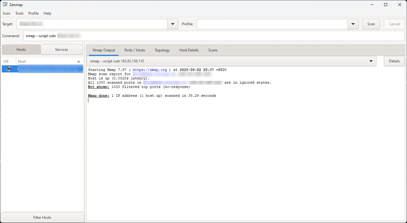 نتائج فحص الشبكة باستخدام Nmap