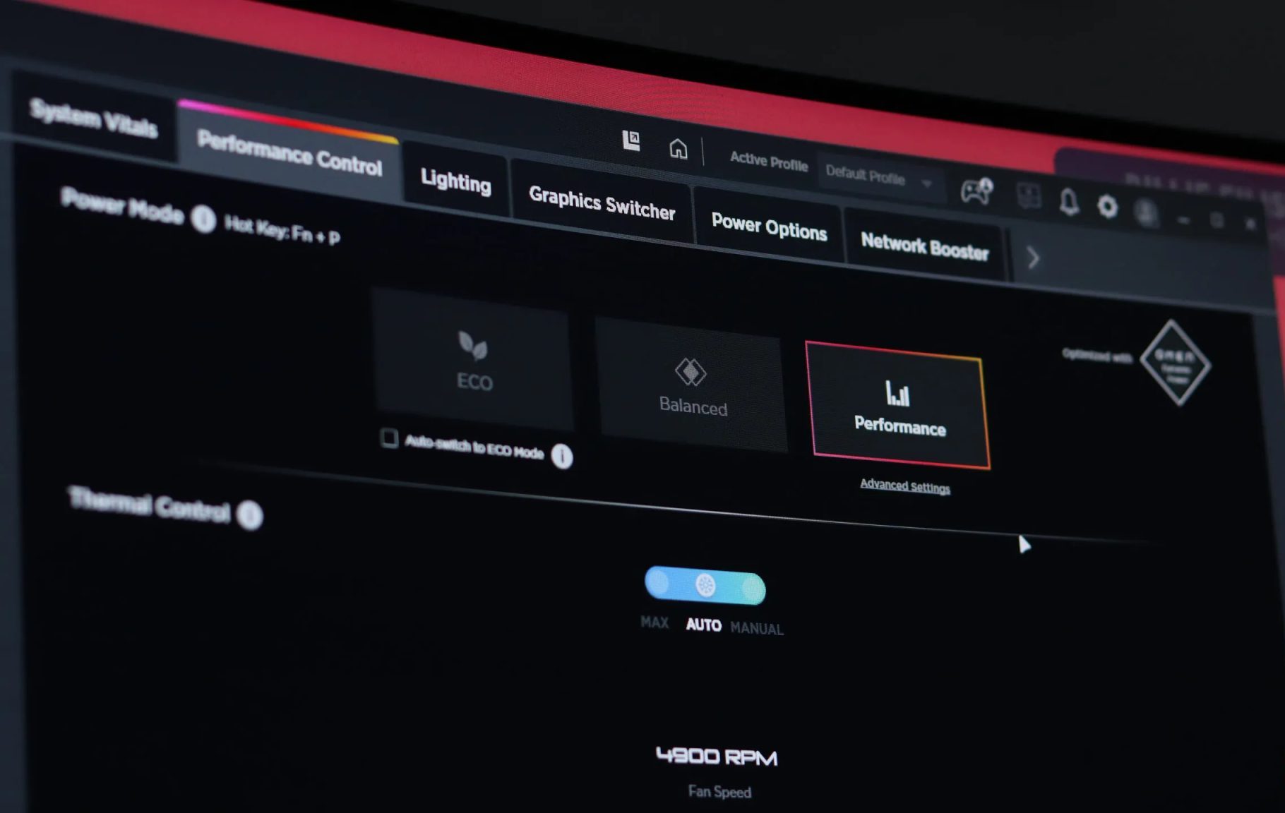 Omen Gaming Hub power options