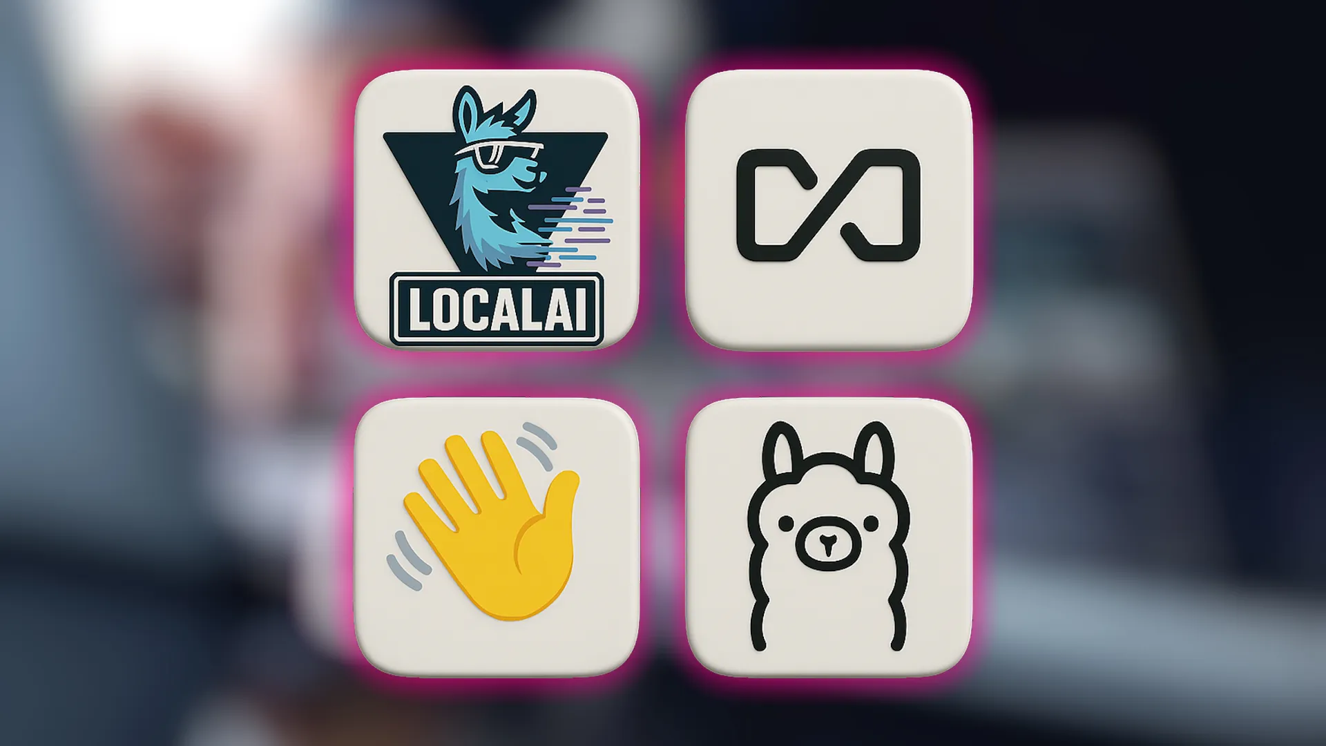 شعارات تطبيقات الذكاء الاصطناعي المفتوح مع خلفية ضبابية.