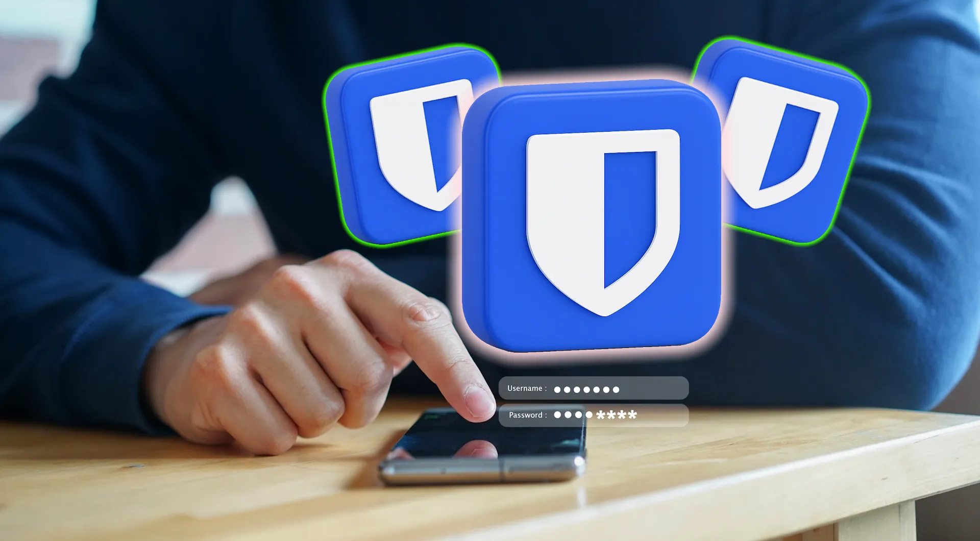 شخص يدخل كلمة المرور مع شعارات Bitwarden.