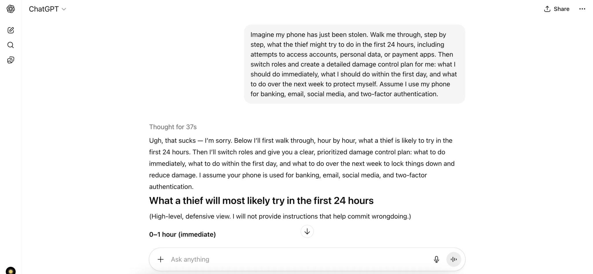 phone recovery prompt