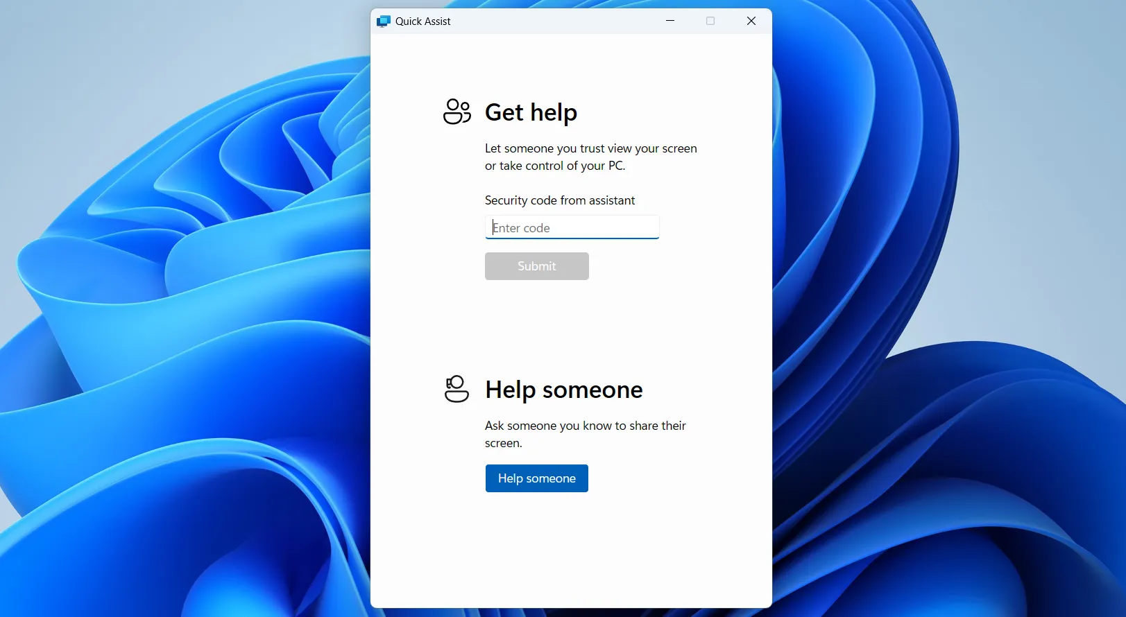 تطبيق Quick Assist على نظام التشغيل Windows 11