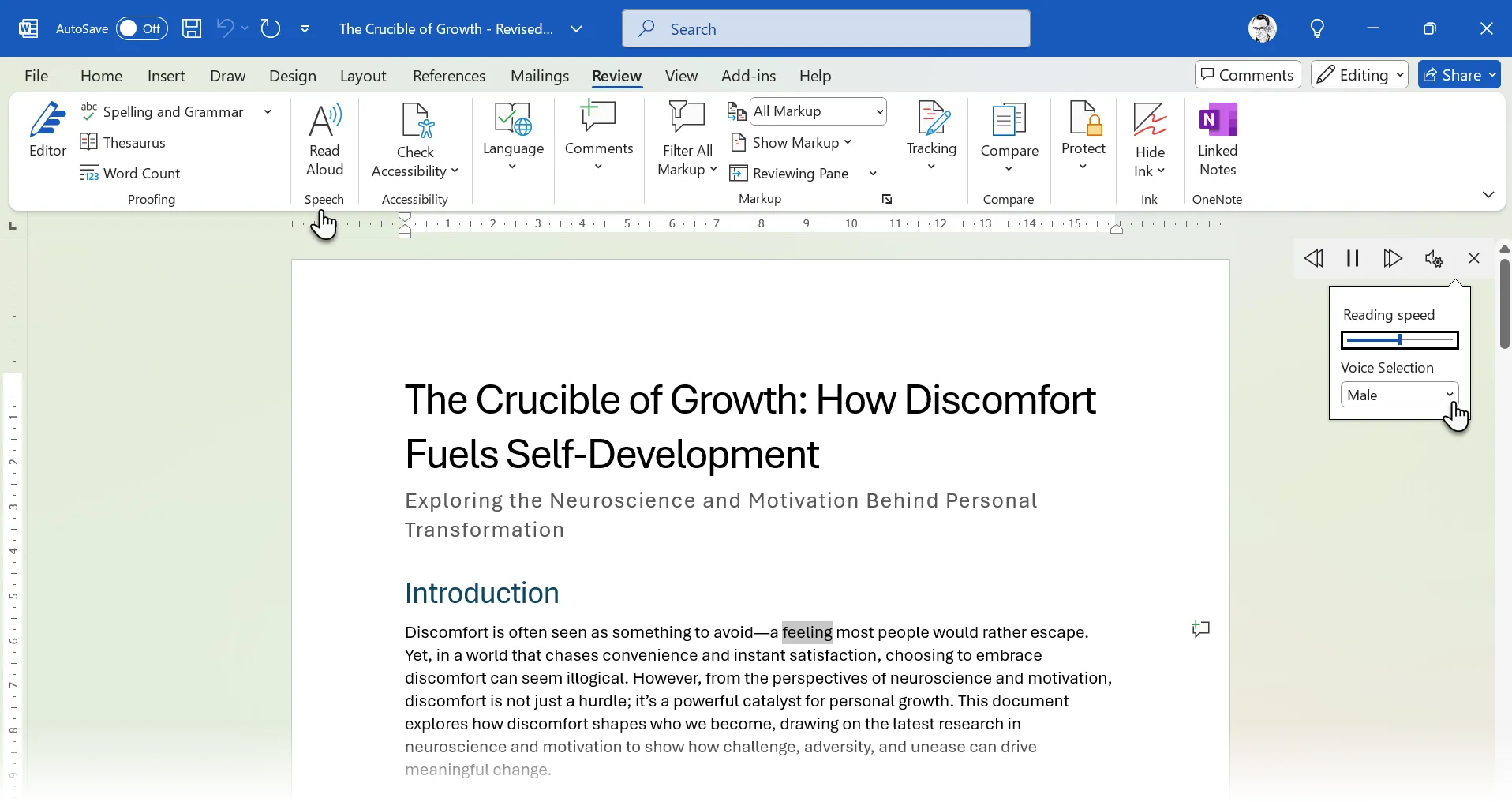 القراءة بصوت عالٍ في Word
