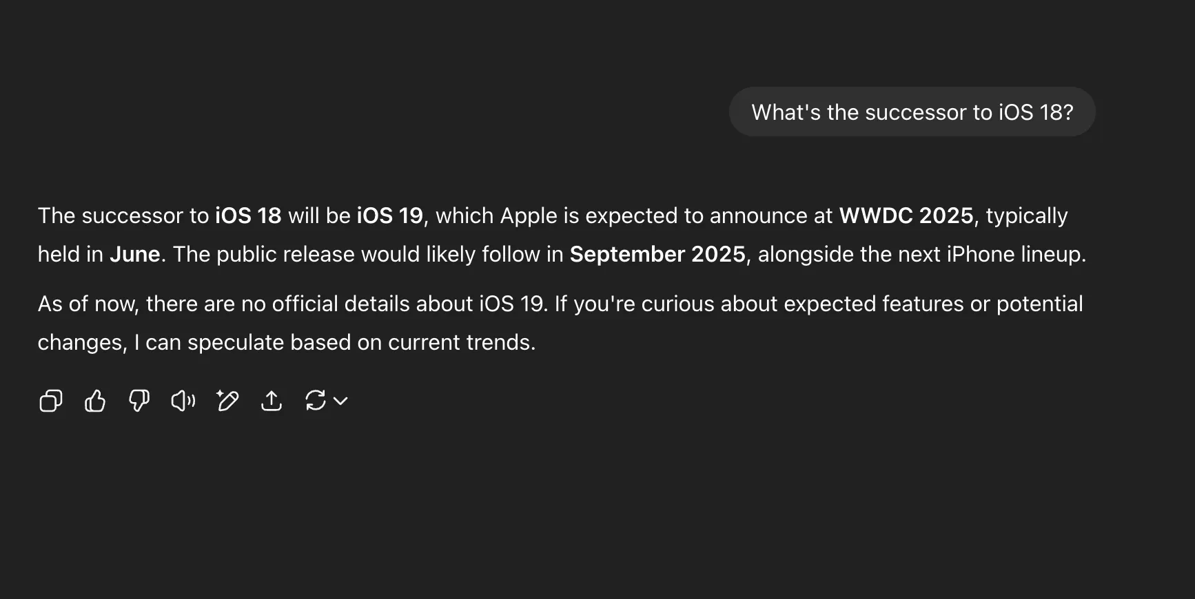ChatGPT getting a question about iOS wrong