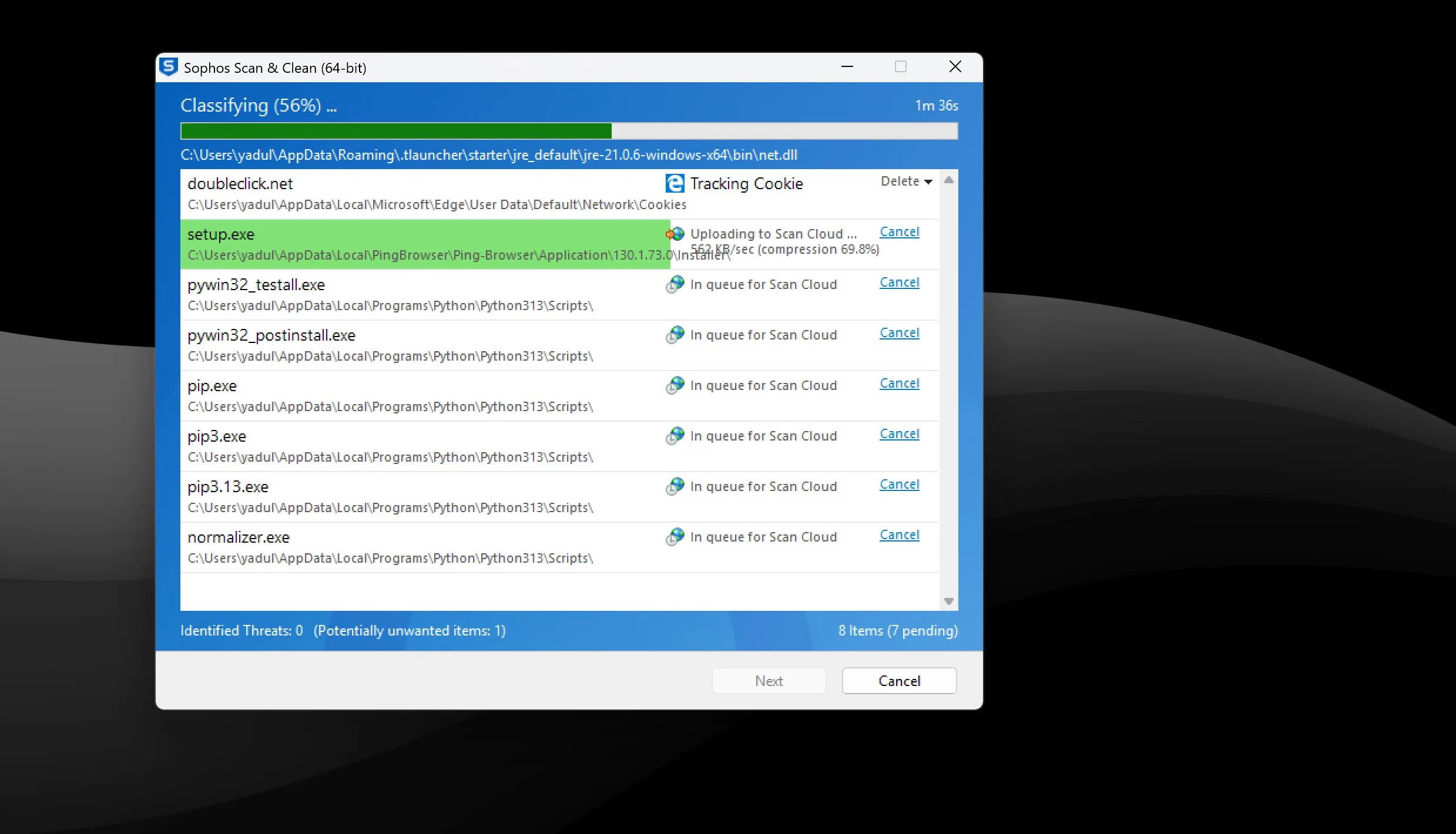 Sophos Scan & Clean running on Windows 11