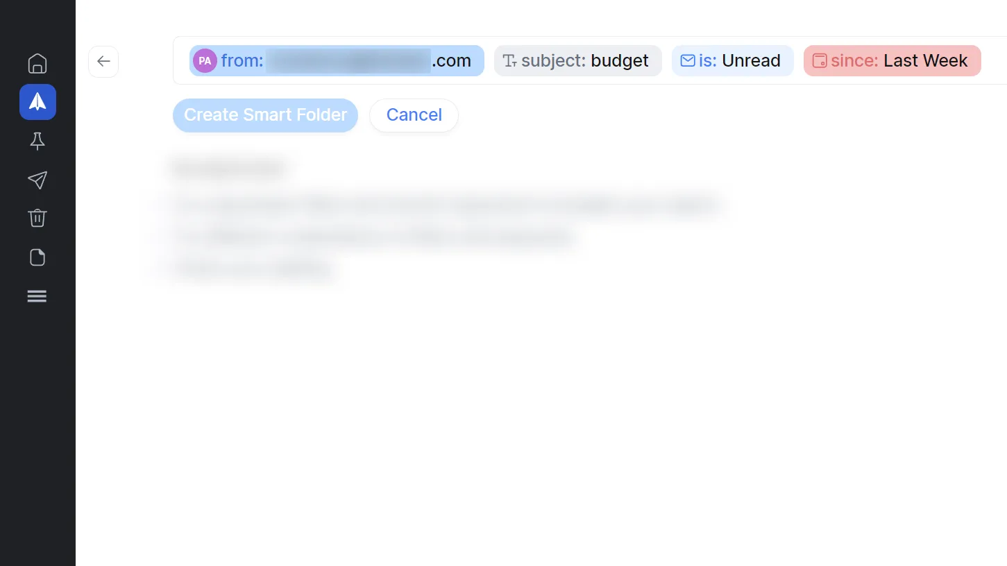 Spark Mail keyword tags for a Smart Folder.