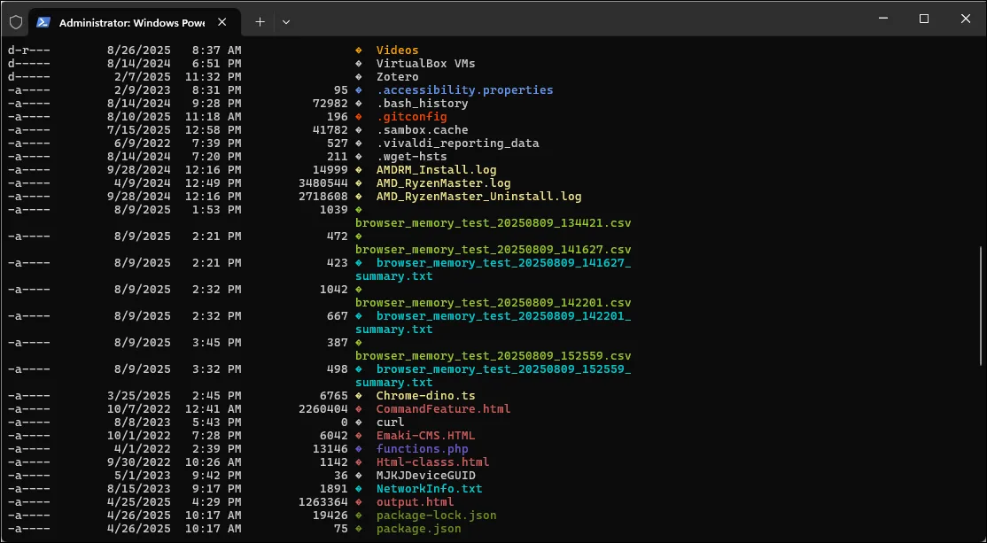 وحدة Terminal-Icons لـ powershell get-childitem