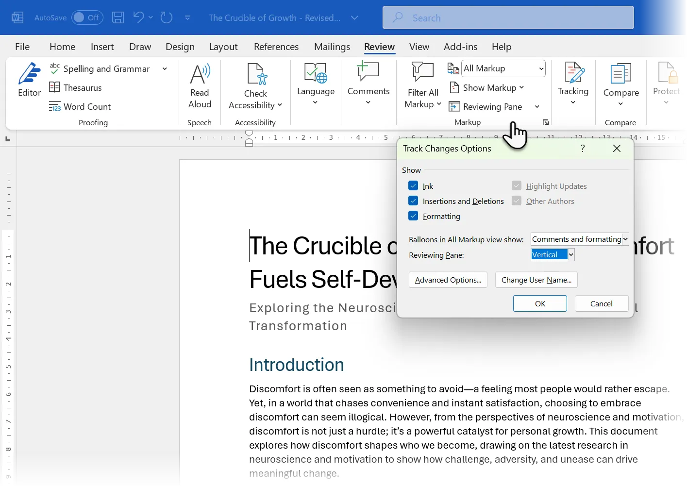 Track Changes in Word