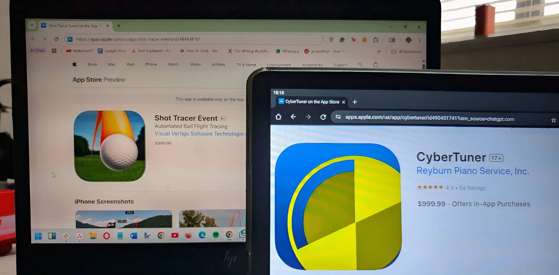 شاشتان تعرضان تطبيقات باهظة الثمن على متجر تطبيقات Apple.