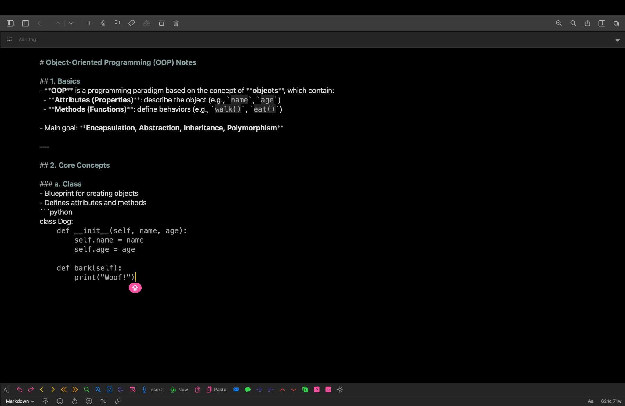 Typing in Markdown in Drafts