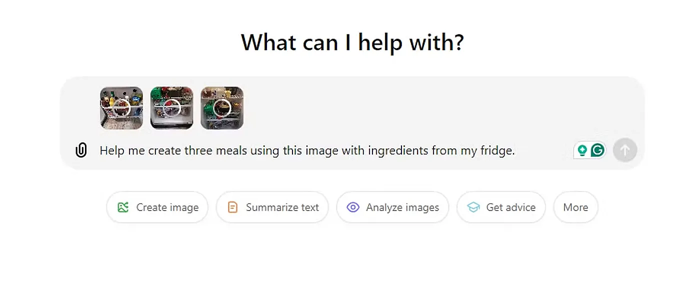 using chatgpt to create unique meal from photos prompt