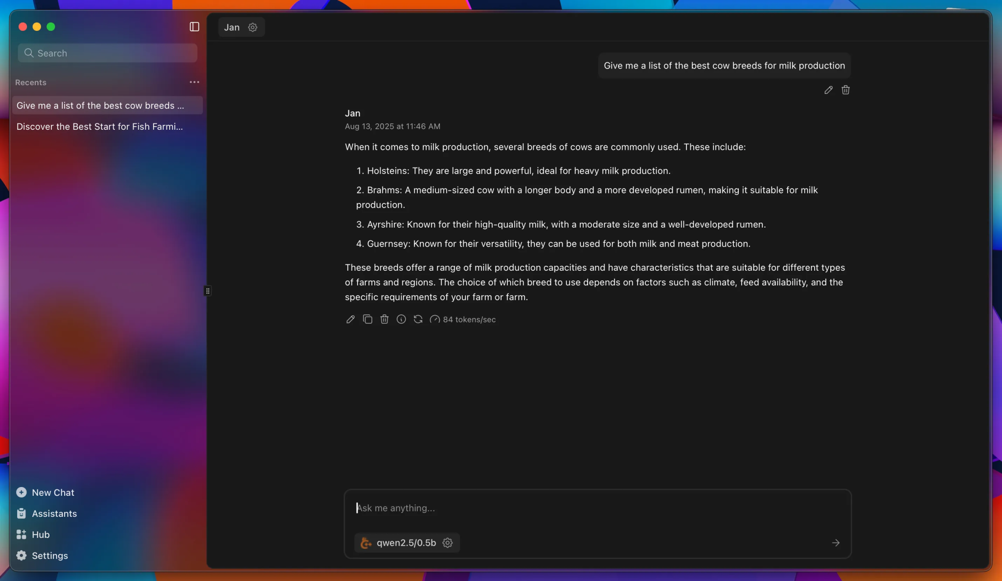 using Jan.ai open source ai app on macOS