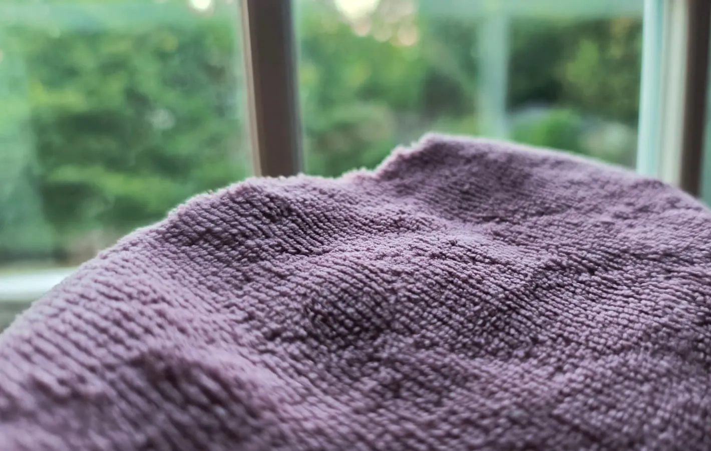 A purple microfiber cloth