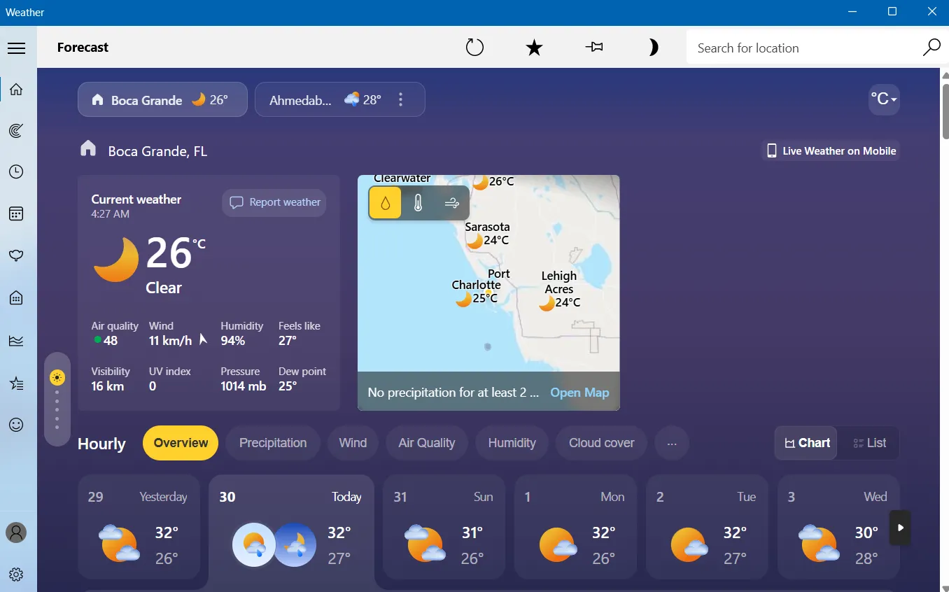 تطبيق الطقس في Windows 11