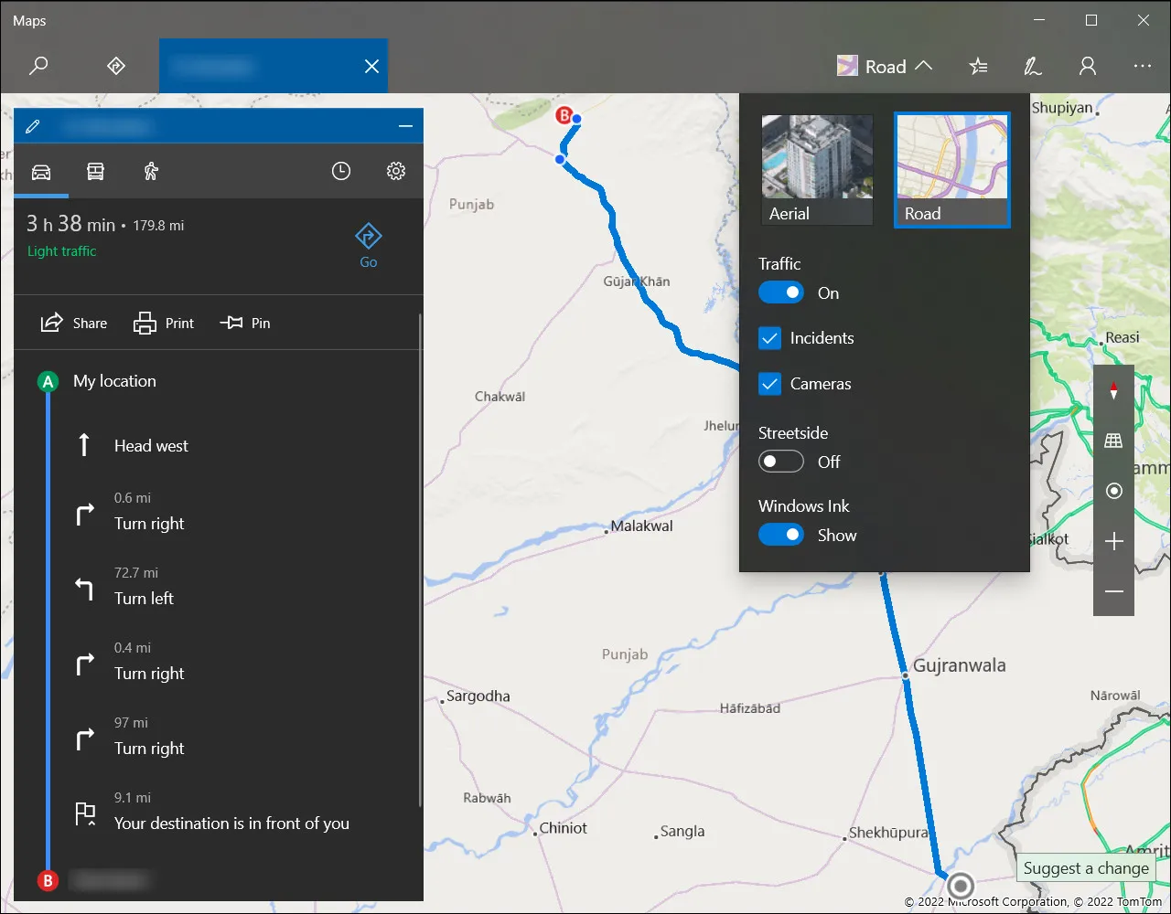 تطبيق خرائط Windows