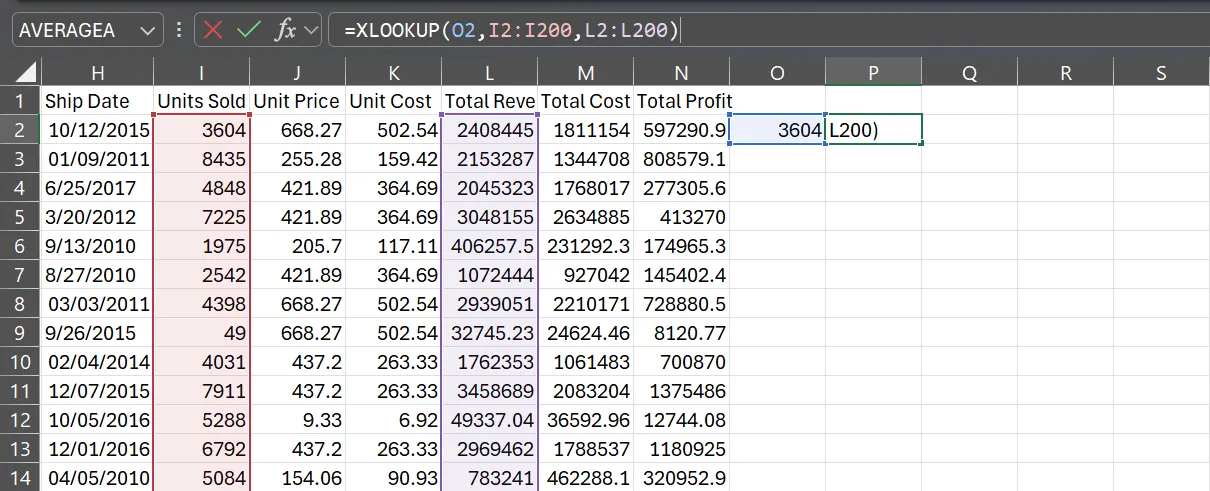 XLOOKUP formula in Excel