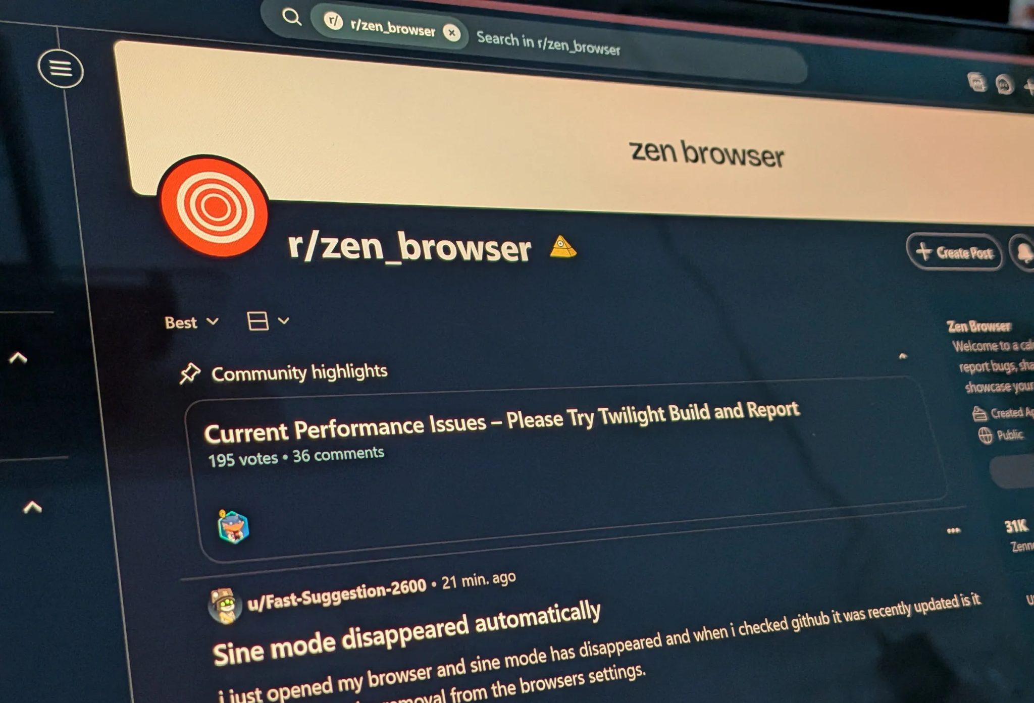Zen Browser subreddit