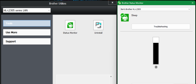 Brother Printer Status and Toner Level