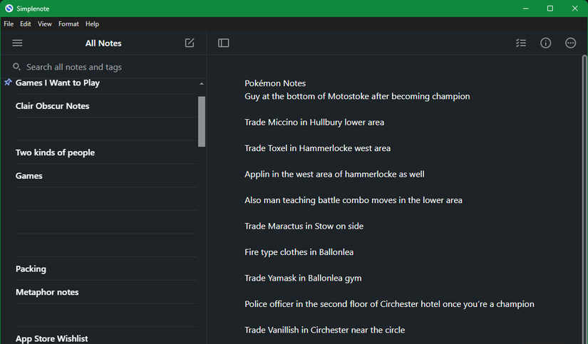 تطبيق Simplenote على نظام Windows