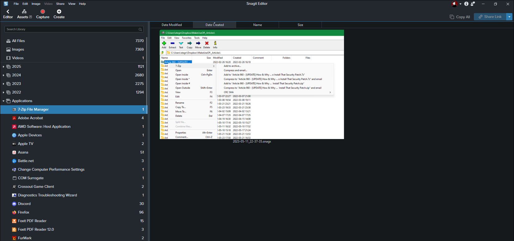 Snagit App on Windows