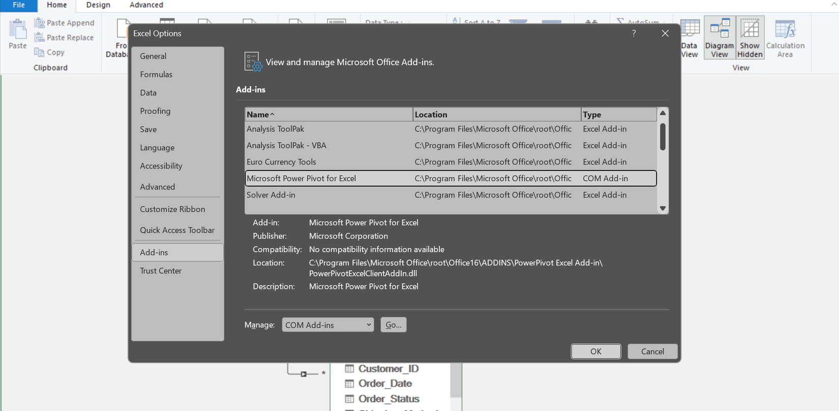 تفعيل Power Pivot