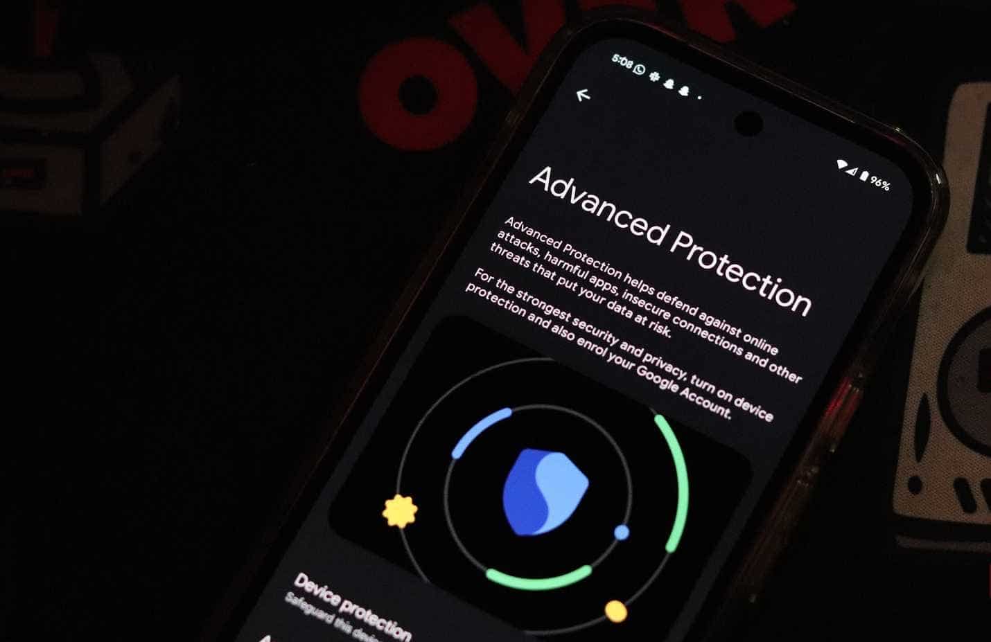 قائمة إعدادات الحماية المتقدمة.