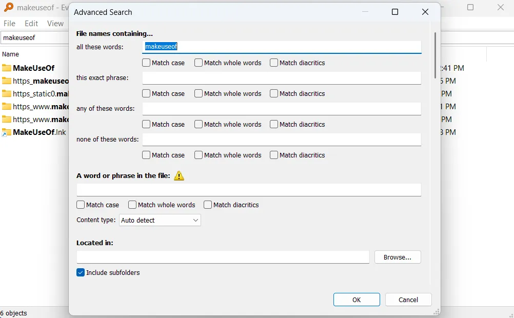 بحث متقدم في تطبيق Everything