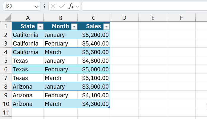جدول غير محوري في Excel