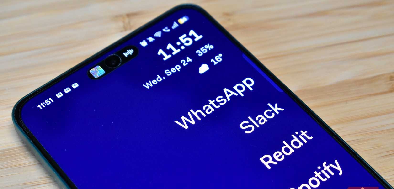 before launcher with app list close up view blue background.