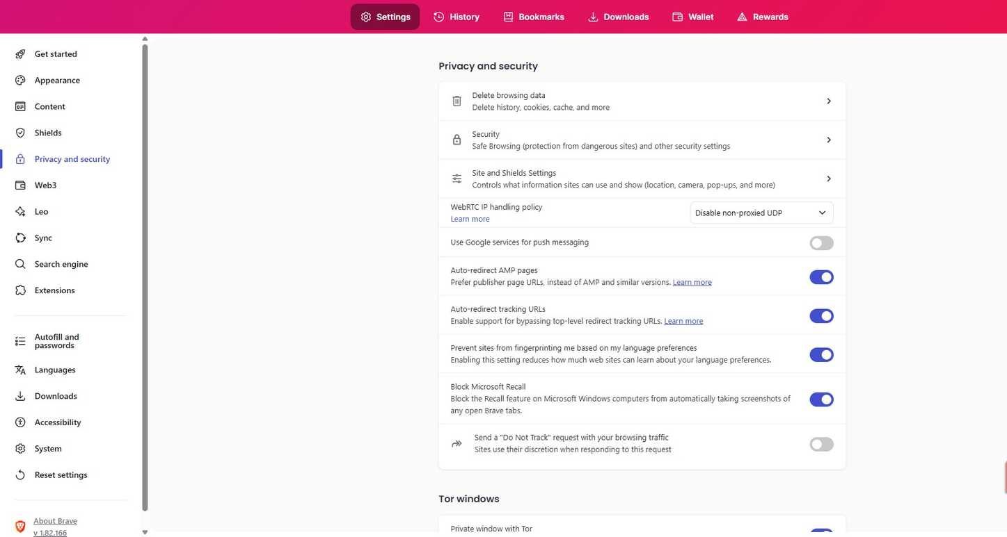 Brave browser privacy defaults