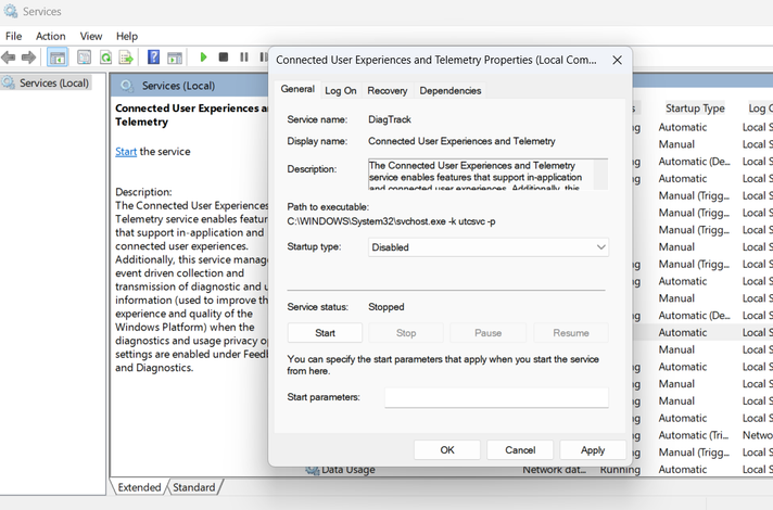 Connected user experience service properties