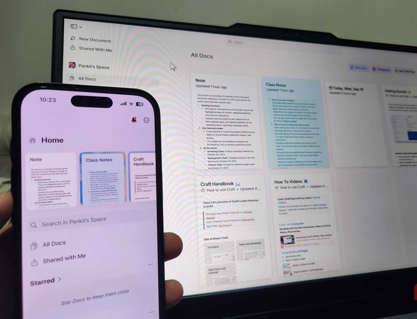 Craft app on iPhone and PC