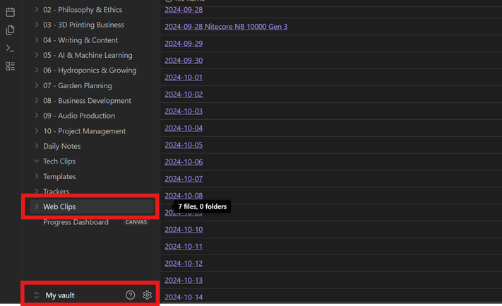 إنشاء مجلد لمقاطع الويب