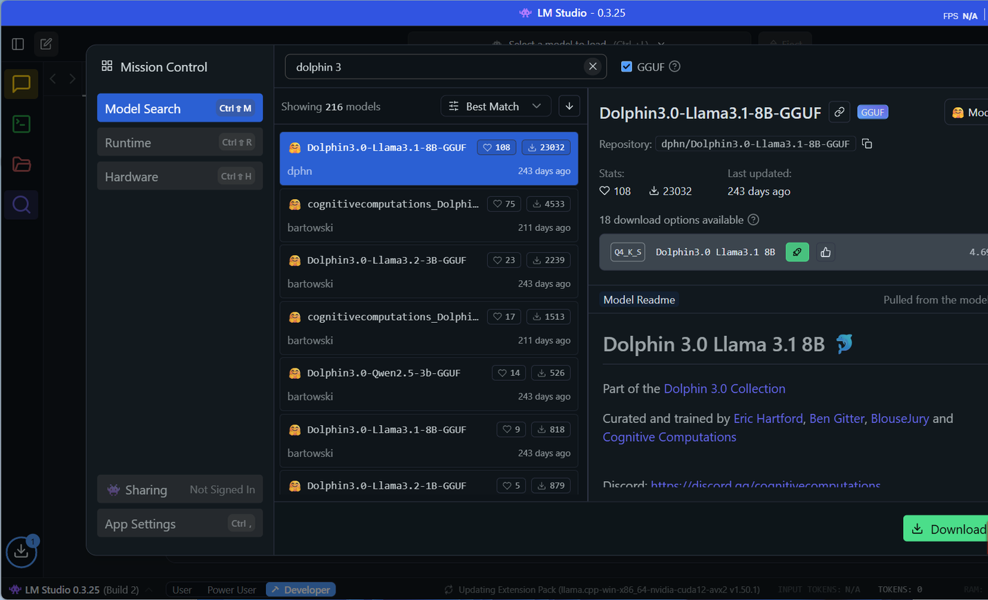 تنزيل Dolphin3 في LM Studio